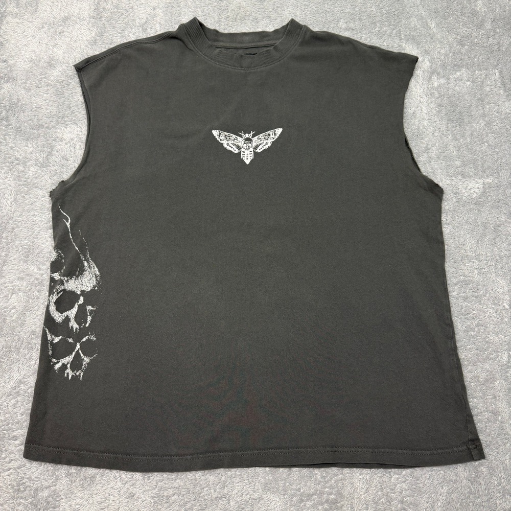 Darc Sport Muscle Tee Mens XL Gray Wolves Bodybuilding Skull Graphic Sleeveless